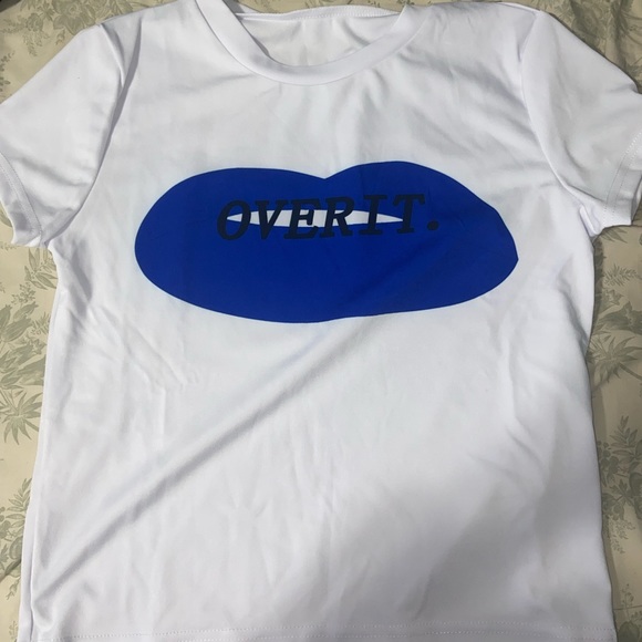 BLUE TWO PIECE “over it” T-SHIRT AND LEGGINGS - Picture 2 of 2